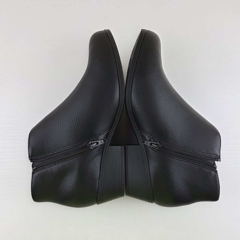 Aerosoles Cayu Black Faux Leather Slip On Ankle Booties Side Zip Womens Size 7.5 - Picture 10 of 13